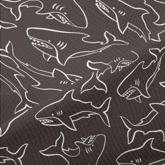 Angry Hand Drawn Shark Piqué