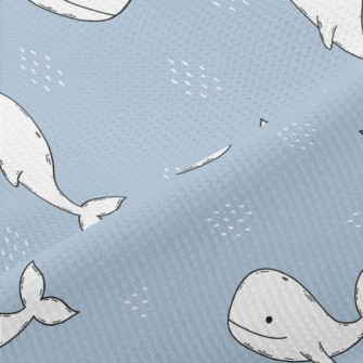 Smiling Hand Drawn White Whale Piqué