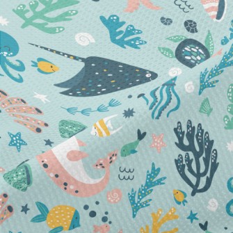 Colorful Underwater World Piqué