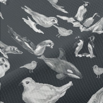 Watercolor Hand Drawn Birds Piqué
