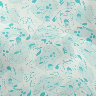 Marine Life Illustrations Lightweight Performance Linen
