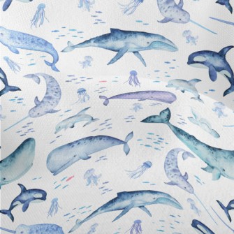 Watercolor Hand Drawn Marine L Lightweight Performance Linen