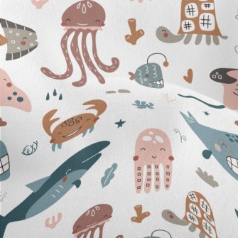 Smiley Underwater Creature Gra Lightweight Performance Linen