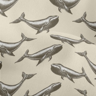 Hand Drawn Realistic Whale Lightweight Performance Linen
