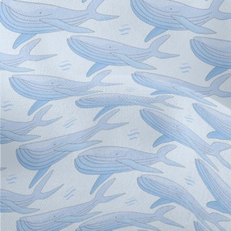 Cartoon Gentle Blue Whale Lightweight Performance Linen