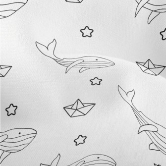 Hand Drawn Cute Whale Lightweight Performance Linen