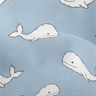 Smiling Hand Drawn White Whale Lightweight Performance Linen