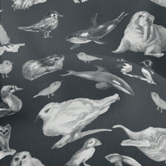Watercolor Hand Drawn Birds Lightweight Performance Linen