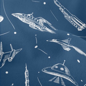 Hand Drawn Rocket And Flying S Lightweight Performance Linen