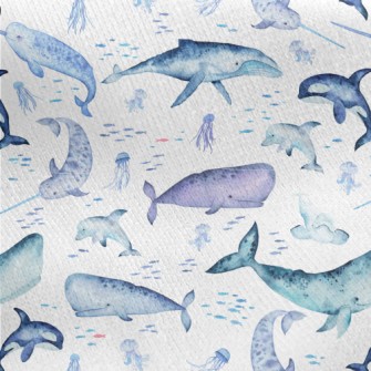 Watercolor Hand Drawn Marine L Jersey Backed Fleece