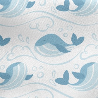Cute Waves And Whales Jersey Backed Fleece