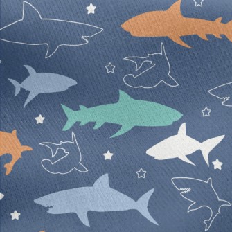 Colorful Shark Silhouette Jersey Backed Fleece