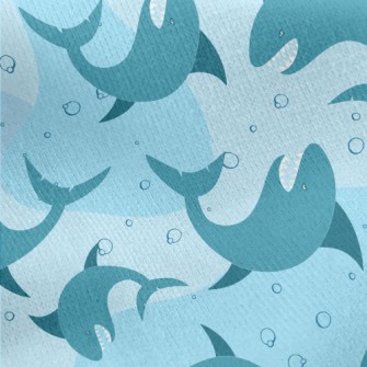 Angry Cartoon Shark Jersey Backed Fleece