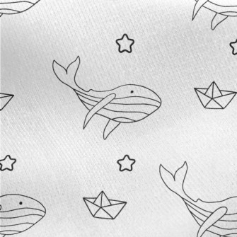 Hand Drawn Cute Whale Jersey Backed Fleece