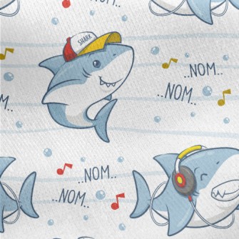 Cute Hip Hop Shark Jersey Backed Fleece