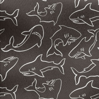 Angry Hand Drawn Shark Jersey Backed Fleece