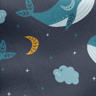 Starry Sky And Blue Whale Jersey Backed Fleece