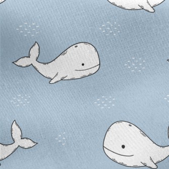 Smiling Hand Drawn White Whale Jersey Backed Fleece