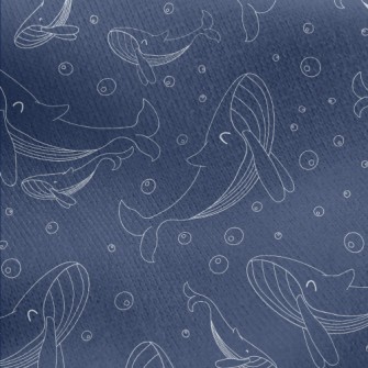 Happy Swimming Whale Jersey Backed Fleece
