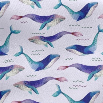 Dreamy Watercolor Whale Jersey Backed Fleece