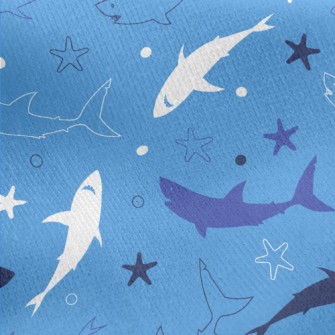 Cartoon Shark Silhouette Jersey Backed Fleece