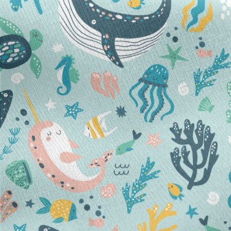 Colorful Underwater World Jersey Backed Fleece