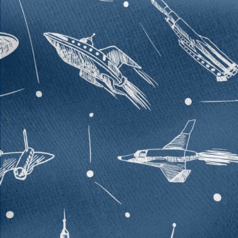 Hand Drawn Rocket And Flying S Jersey Backed Fleece