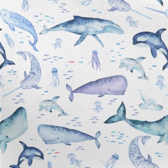 Watercolor Hand Drawn Marine L Pongee