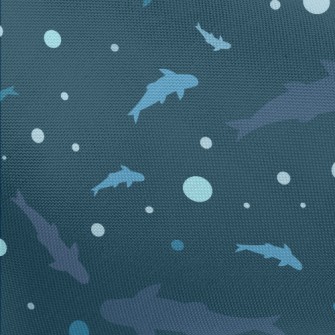 Blue Shark Silhouette Pongee