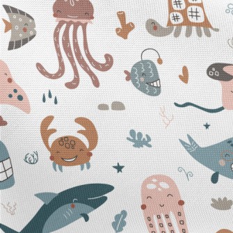 Smiley Underwater Creature Gra Pongee