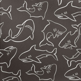 Angry Hand Drawn Shark Pongee