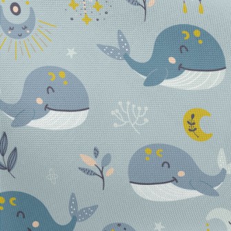Hand Drawn Moon And Whale Pongee