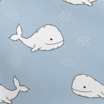Smiling Hand Drawn White Whale Pongee