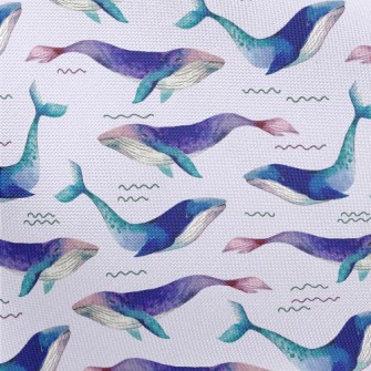 Dreamy Watercolor Whale Pongee