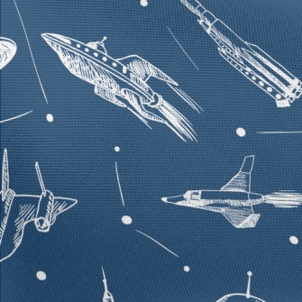 Hand Drawn Rocket And Flying S Pongee