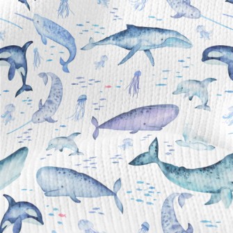 Watercolor Hand Drawn Marine L Stretch Jersey