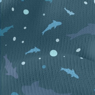 Blue Shark Silhouette Stretch Jersey