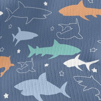 Colorful Shark Silhouette Stretch Jersey