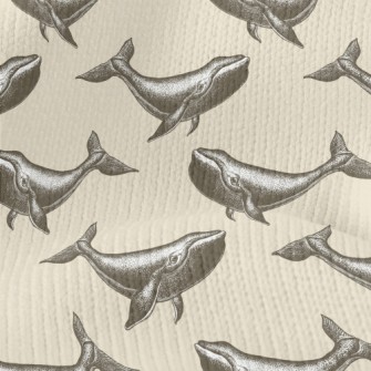 Hand Drawn Realistic Whale Stretch Jersey