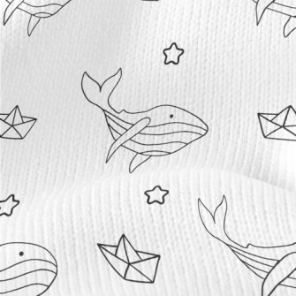 Hand Drawn Cute Whale Stretch Jersey