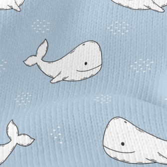 Smiling Hand Drawn White Whale Stretch Jersey