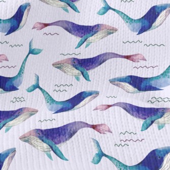 Dreamy Watercolor Whale Stretch Jersey