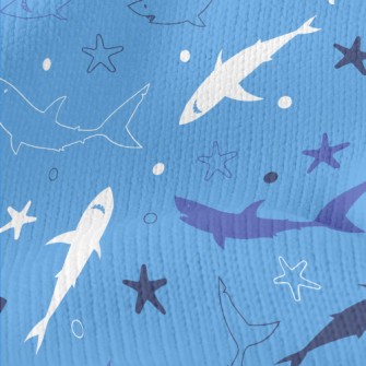 Cartoon Shark Silhouette Stretch Jersey