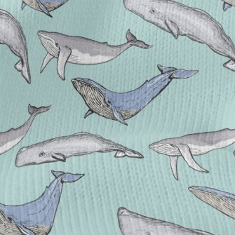 Hand Drawn Whale Family Stretch Jersey