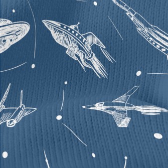Hand Drawn Rocket And Flying S Stretch Jersey