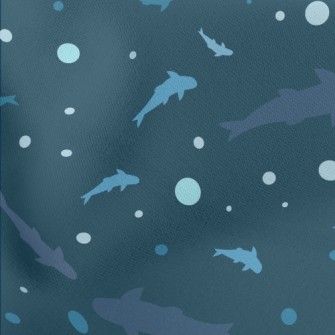 Blue Shark Silhouette Lightweight Cotton Poplin