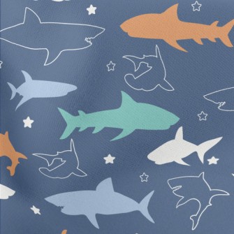 Colorful Shark Silhouette Lightweight Cotton Poplin