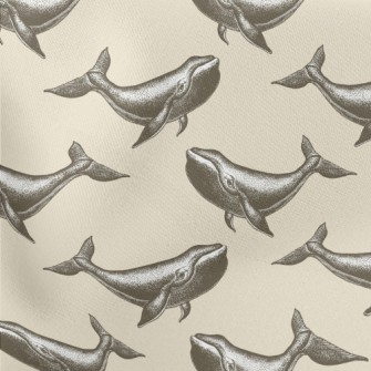 Hand Drawn Realistic Whale Lightweight Cotton Poplin
