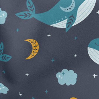 Starry Sky And Blue Whale Lightweight Cotton Poplin