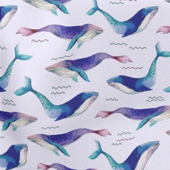 Dreamy Watercolor Whale Lightweight Cotton Poplin
